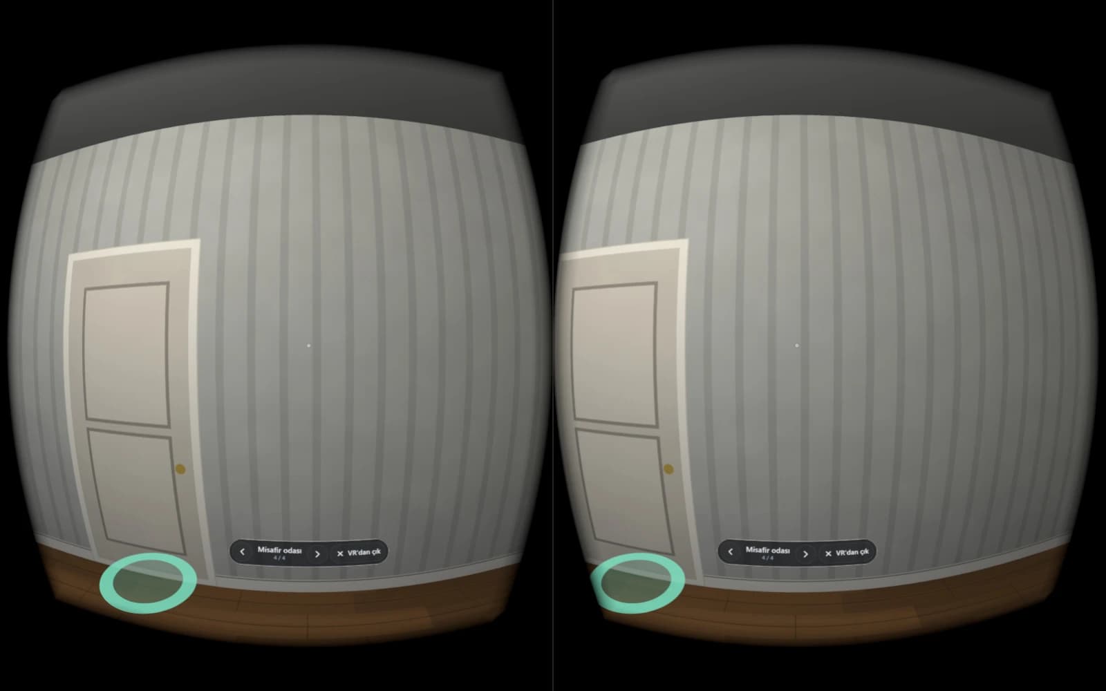 Cardboard modunda iki göz için bölünmüş 360° görüntü